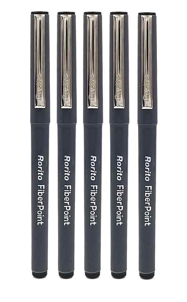 5 Pcs Black Rorito Fiber Point Ball Pen