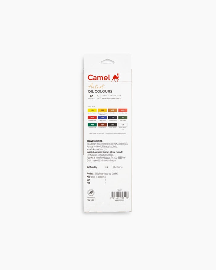 Camel Oil Colours – 12 Shades 9 ML