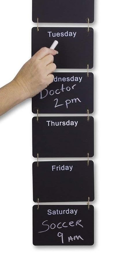 Hanging Wooden Weekly Planner Chalkboard