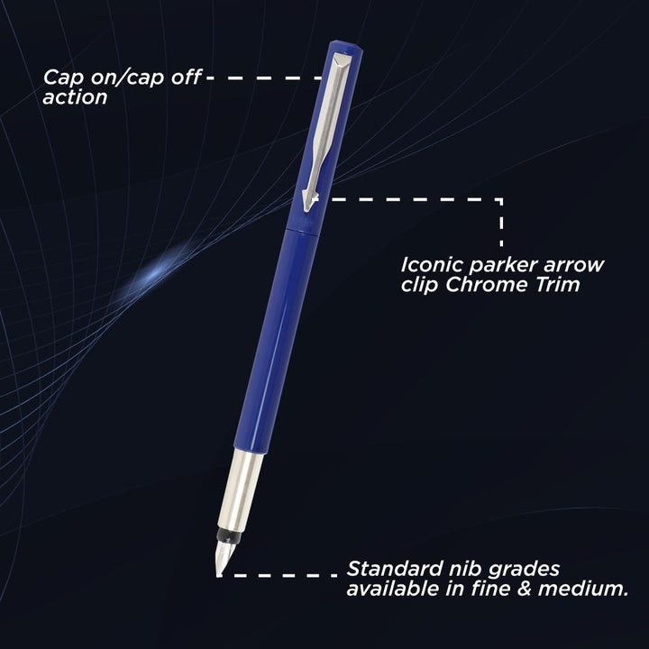 Parker Vector Standard Calligraphy With Stainless Steel Trim Fountain Pen - Bbag | India’s Best Online Stationery Store