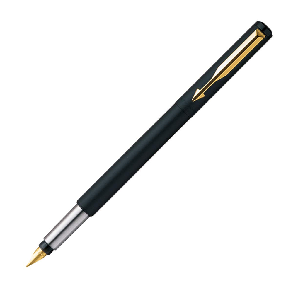 Parker Vector Matte Black With Gold Trim Fountain Pen - Bbag | India’s Best Online Stationery Store