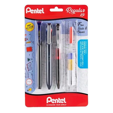 Pentel Stationery Kit – Pens, Pencil Ruler Combo – Bbag