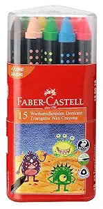 Faber-Castell Triangular Shaped Wax Crayons (Pack of 15)Multicolor