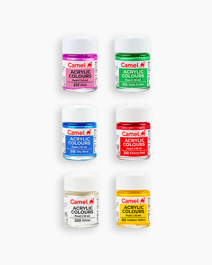 Camel Fabrica Pearl Acrylic Colours – 6 Shades 10ml