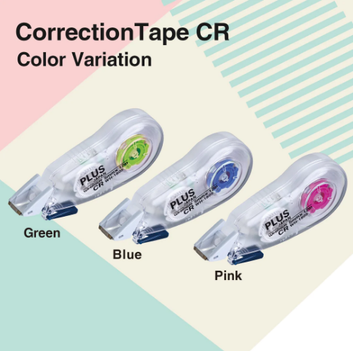 Plus Japan Correction Tape with Green, Blue and Pink colour Variation