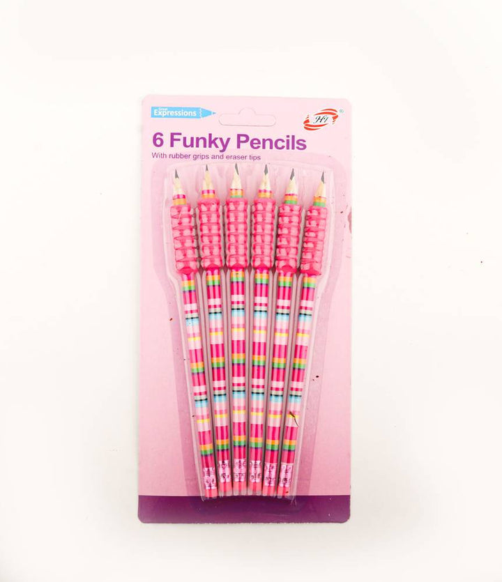 6 Funky Pencils With Rubber Grip