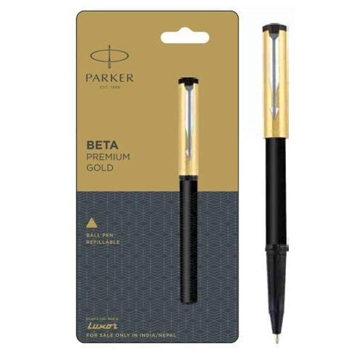 Parker Beta Premium Gold With Stainless Steel Ball Pen - Bbag | India’s Best Online Stationery Store