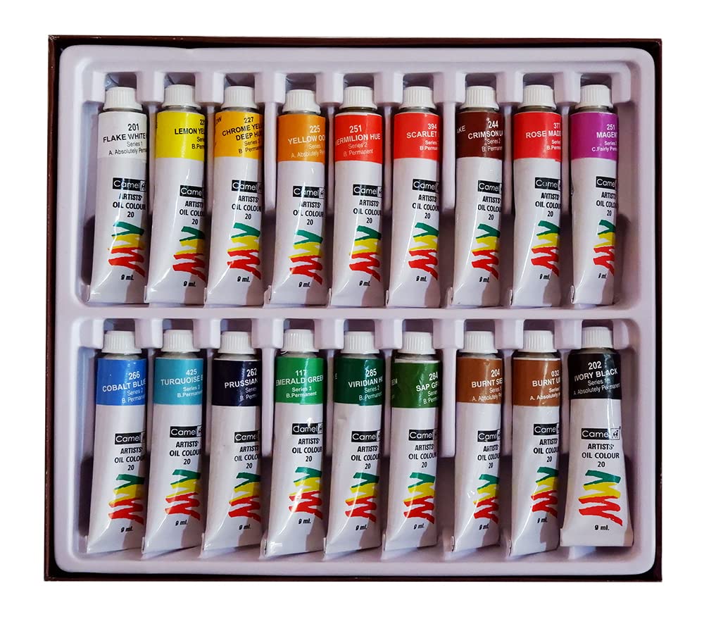 Camel Artist Oil Colours 18 Shades 9ml Each, Multicolor