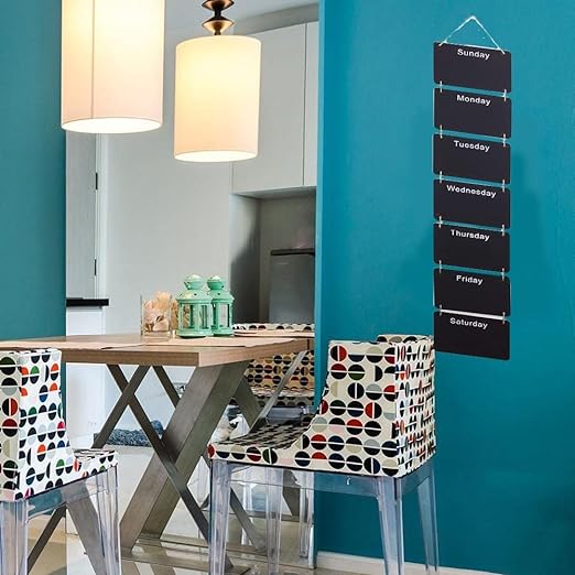 Hanging Wooden Weekly Planner Chalkboard