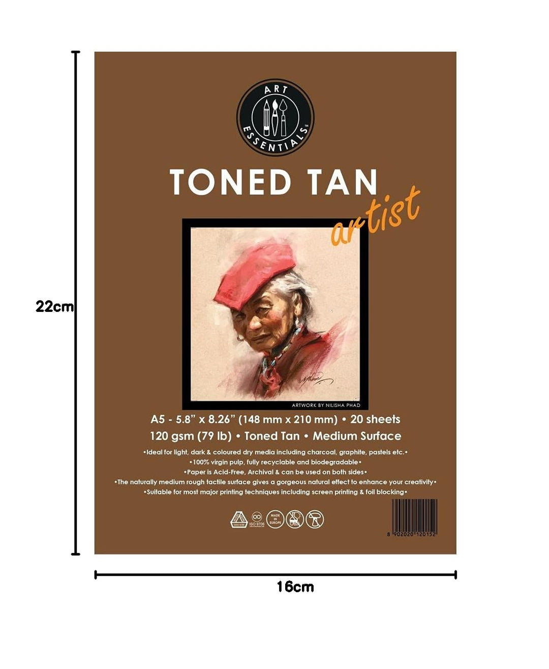 Art Essential A5 Toned Tan Sketch Pad 120 GSM | 20 Sheets
