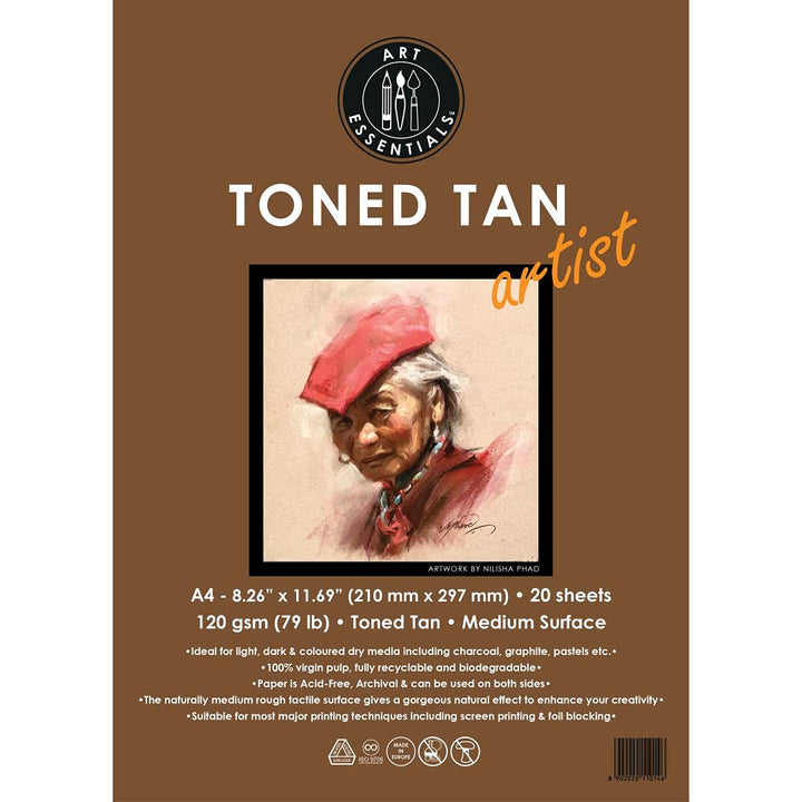 Art Essentials A4 Toned Tan Sketch Pad 120 GSM | 20 Sheets