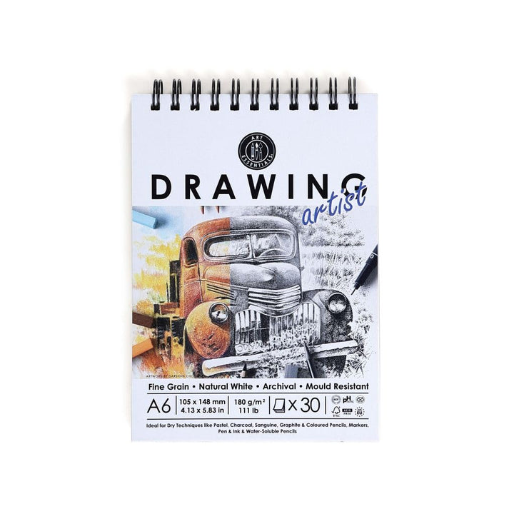 Art Essentials Drawing Artist A3/A4/A5/A6180 GSM Spiral Pad of 30 Sheets