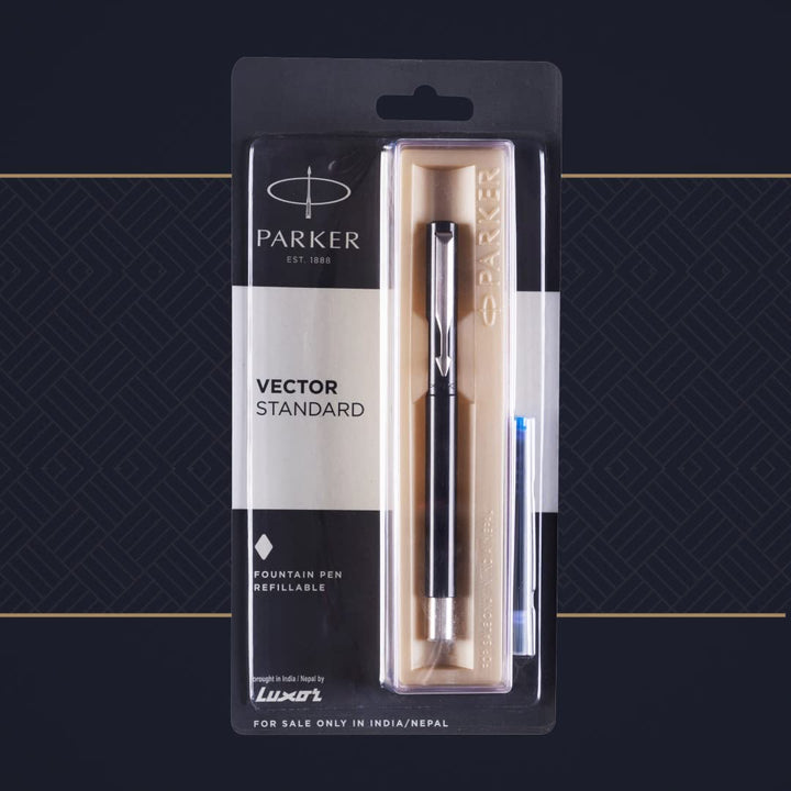 Parker Vector Standard With Stainless Steel Trim Fountain Pen - Bbag | India’s Best Online Stationery Store