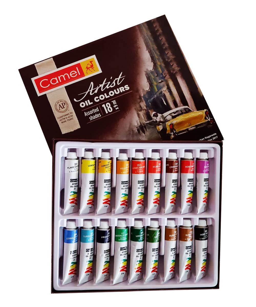 Camel Artist Oil Colours 18 Shades 9ml Each, Multicolor