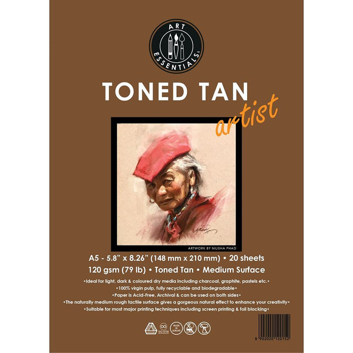 Art Essential A5 Toned Tan Sketch Pad 120 GSM | 20 Sheets