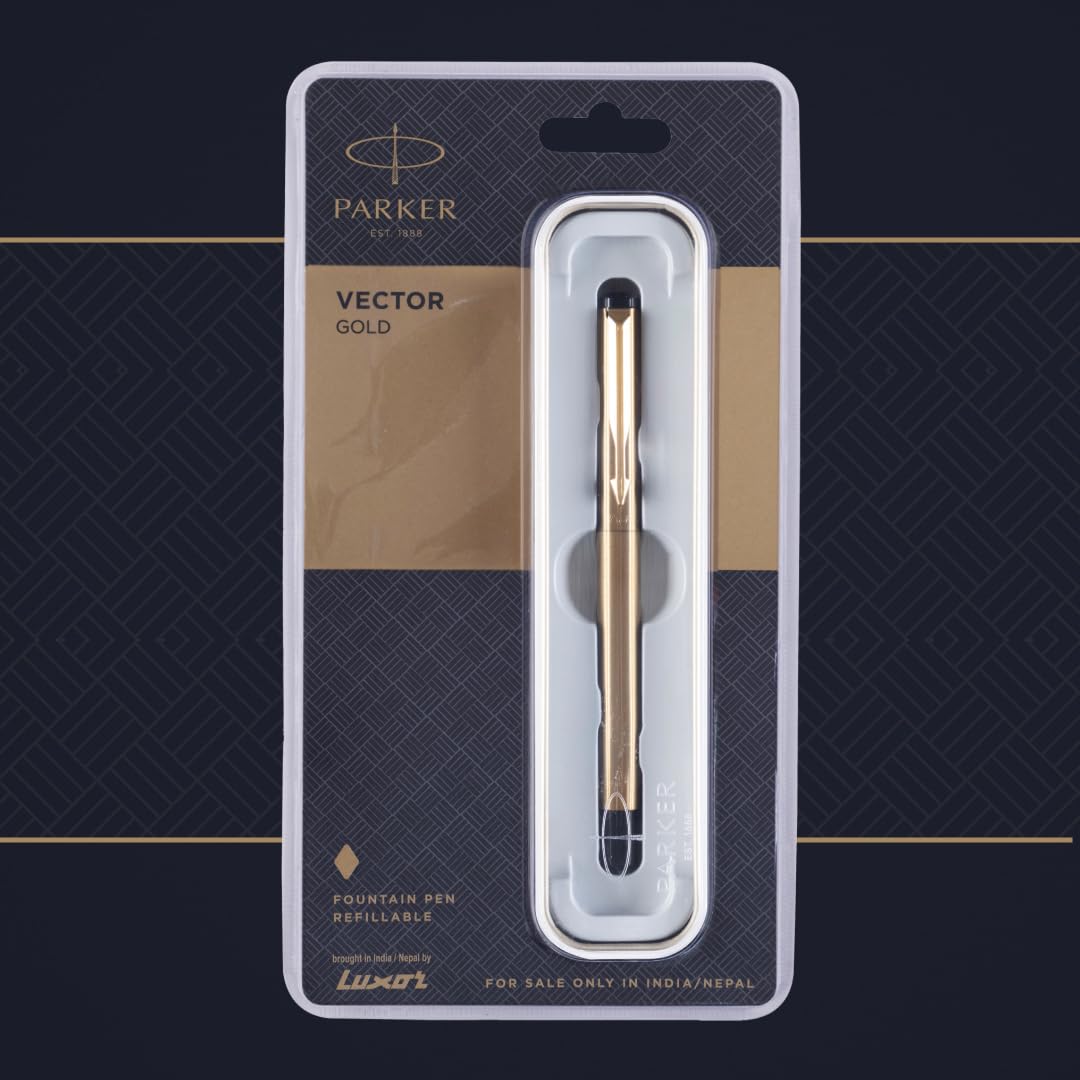 Parker Vector Gold With Gold Trim Fountain Pen - Bbag | India’s Best Online Stationery Store