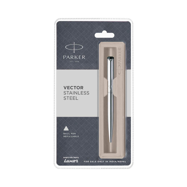 Parker Vector Stainless Steel With Steel Trim Ball Pen - Bbag | India’s Best Online Stationery Store