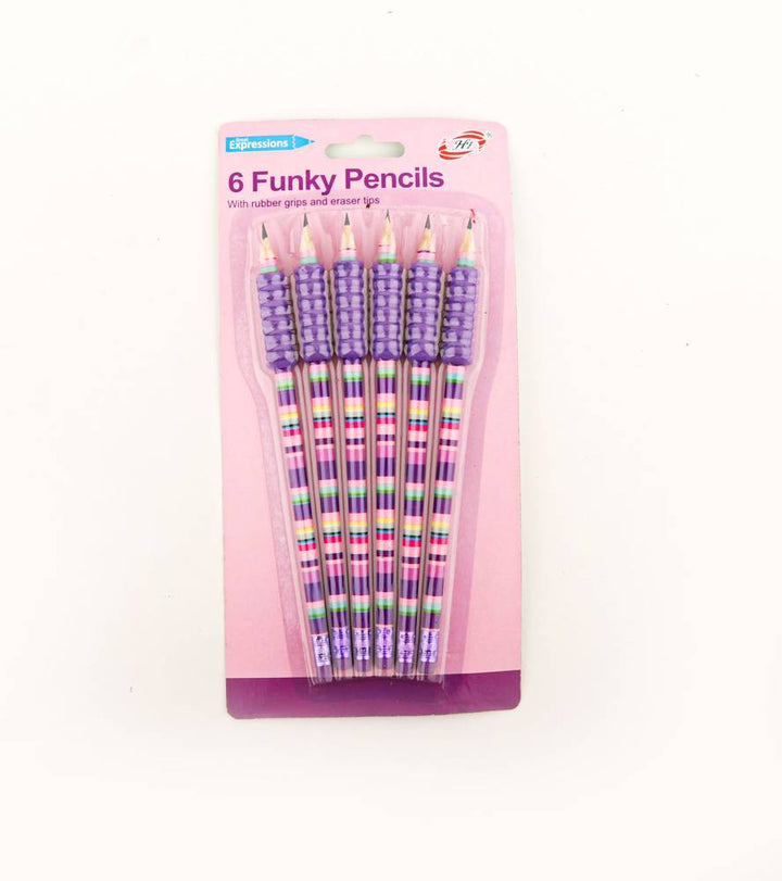 6 Funky Pencils With Rubber Grip