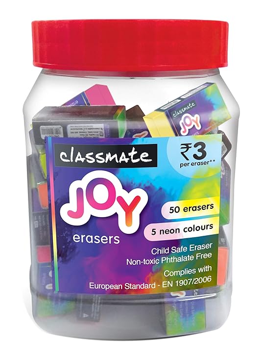 A pack of 50 Pcs of  Classmate Neon Joy Eraser