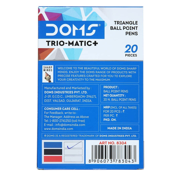 DOMS Triomatic Triangular Ball Pen - Bbag | India’s Best Online Stationery Store