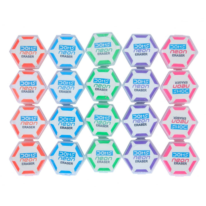 DOMS Neon Hex Dust Free Eraser - Bbag | India’s Best Online Stationery Store