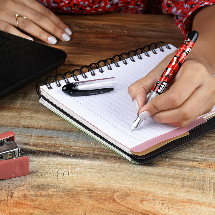 Student writing with Unomax Disney Fountain Mate Ink Pen on a copy.