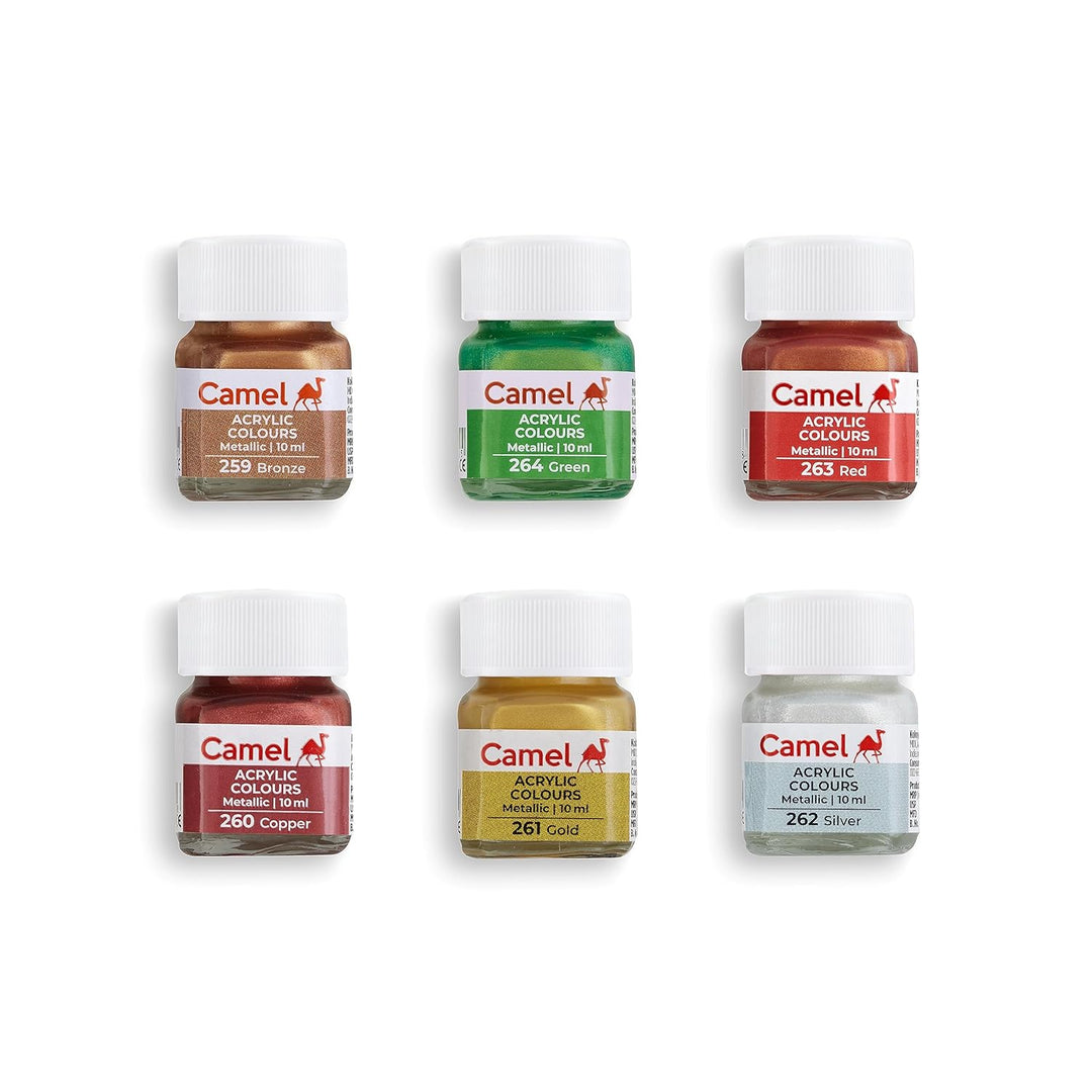 CAMEL FABRICA ACRYLIC COLOUR METALLIC 6 SHADES 10ML