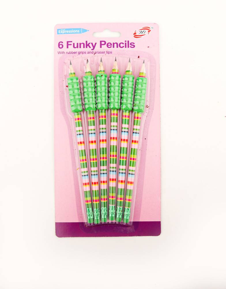 6 Funky Pencils With Rubber Grip