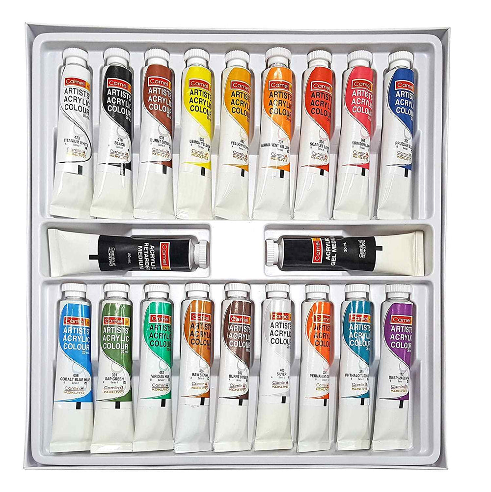 18 shades of Camel Artists Acrylic Colour Tubes 20ml