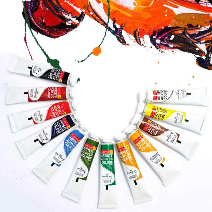12 shades of Camel Artists Acrylic Colour Tubes 20ml