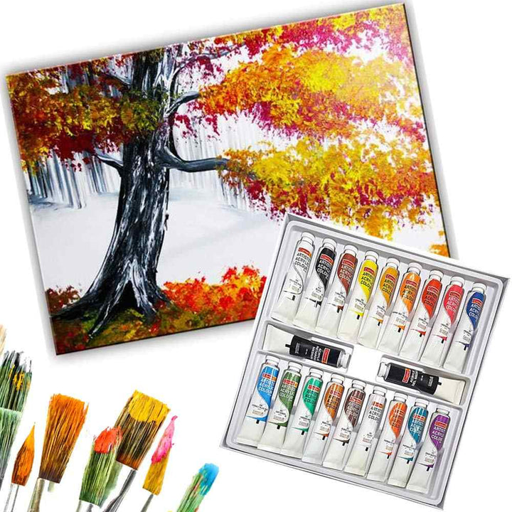 Camel Artists Acrylic Colour Tubes 20ml with tree painting