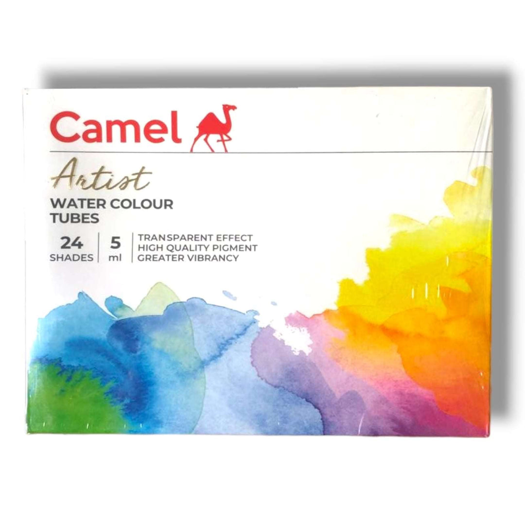 a box of 24 shades of Camel Artists Water Colour Tubes