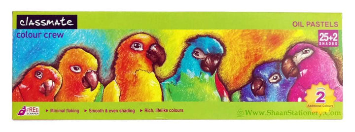 Classmate Oil Pastel Long Colour in  25 + 2 free shades  with free Scraper for Minimal Flaking, Smooth and even shading and rich lifelike colours