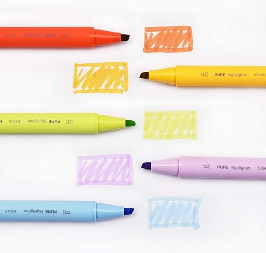 5units of Kacogreen Pure Macaron Highlighter - Red, Yellow, Lite Green, Purple and Lite blue