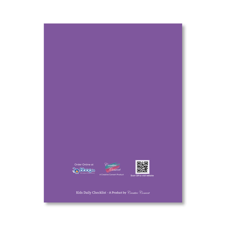 Creative Convert Kids Daily Check List back view Purple in colour