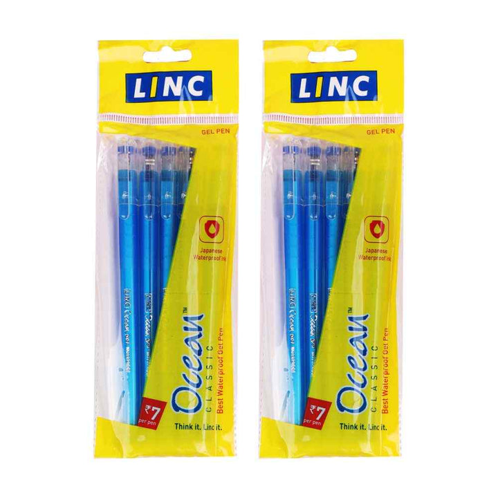 2 pack of Linc Ocean Waterproof Gel Pen 0.5mm blue pen each 5 pen each set