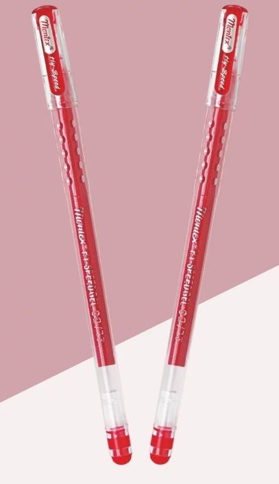 2 red Montex Hy Speed-Grip Gel Pen