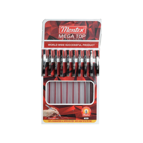A Pack of 10 pcs of Red Montex Mega Top Ball Pen