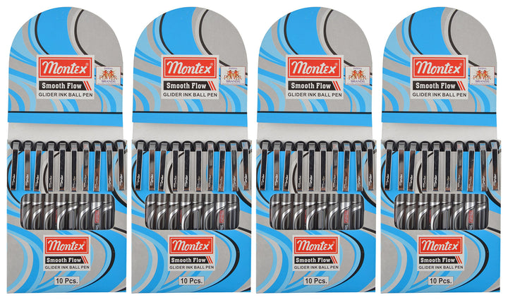 4 pack of Black Montex Smooth Flow Ball Pen 10 Pcs Each