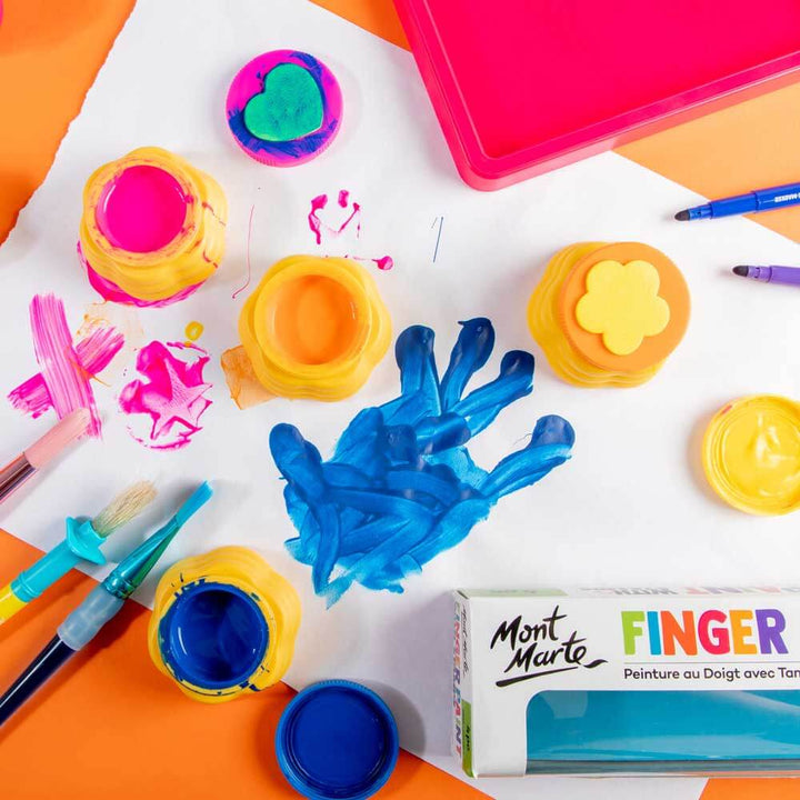 Finger Paints with Stamps 4pc – Fun, Washable Paint Set for Kids