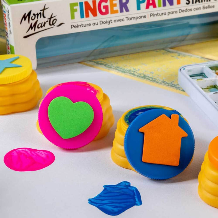 Finger Paints with Stamps 4pc – Fun, Washable Paint Set for Kids