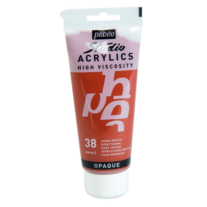Pebeo High Viscosity Studio Acrylics - Burnt Sienna (38) - Tube of 100 ML