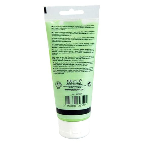 PEBEO High Viscosity Studio Acrylics - Iridescent Green-Yellow (359) - Tube of 100 ML