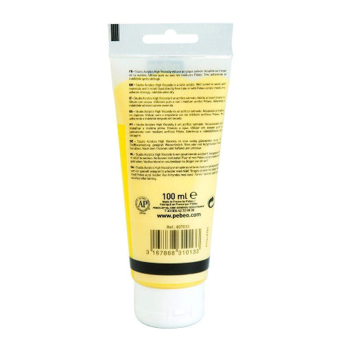 PEBEO High Viscosity Studio Acrylics - Light AZO Yellow (13) - Tube of 100 ML / bbag indias best online store
