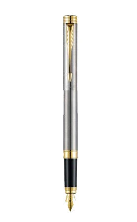 Parker Folio Stainless Steel with Gold Trim Fountain Pen - Bbag | India’s Best Online Stationery Store