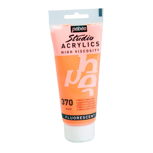 Pebeo High Viscosity Studio Acrylics - Fluorescent Orange (370) - Tube of 100 ML / Bbag indias best online store