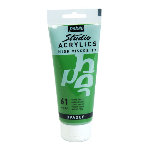 Pebeo High Viscosity Studio Acrylics - Green Earth (61) - Tube of 100 ML / bbag indias best online store