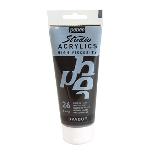 Pebeo High Viscosity Studio Acrylics - Mars Black (26) - Tube of 100 ML / bbag indias best online store