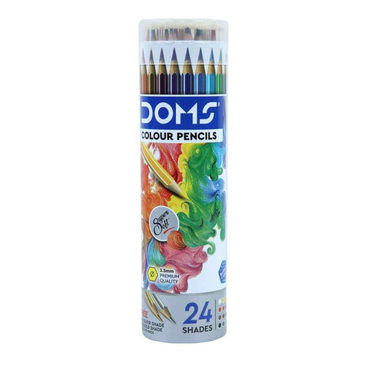 DOMS Colour Pencil Round Tin Pack 24 Shades - Bbag | India’s Best Online Stationery Store
