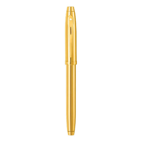Sheaffer 100 9372 Glossy PVD Gold Fountain Pen / bbag indias best online store